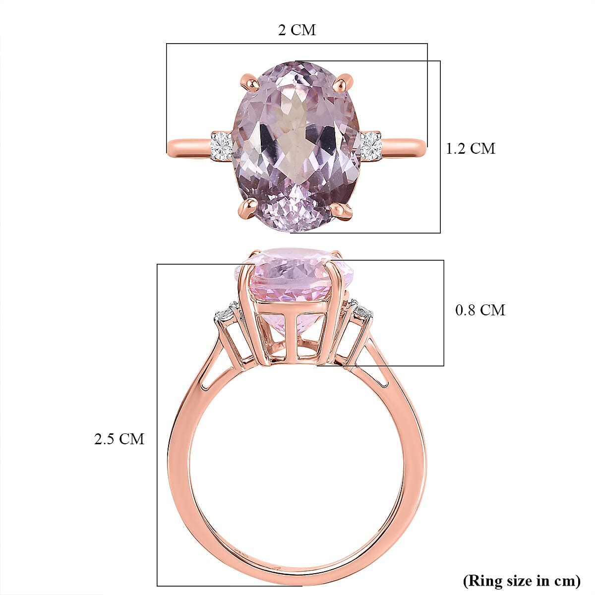 9K Rose Gold Kunzite and Diamond Ring 5.29 Ct.