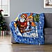 Santa Claus and Snow Man Pattern Christmas Blanket - Blue, Red and Brown