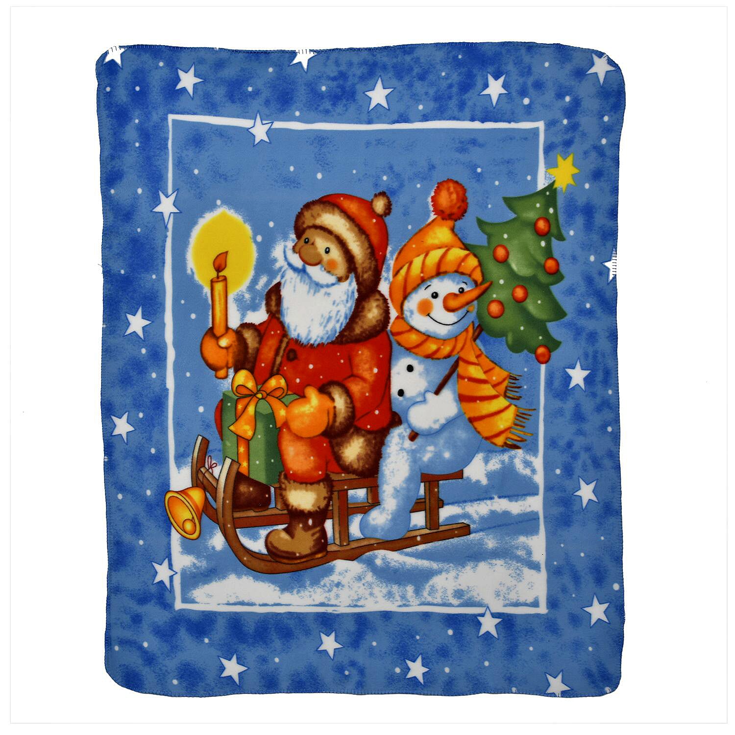 Christmas Super Soft Santa Claus and Snow Man Pattern Fleece Blanket (Size 165X130 cm) - Santa Claus