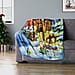 Santa Claus and Snow Man Pattern Christmas Blanket - Blue, Red and Brown