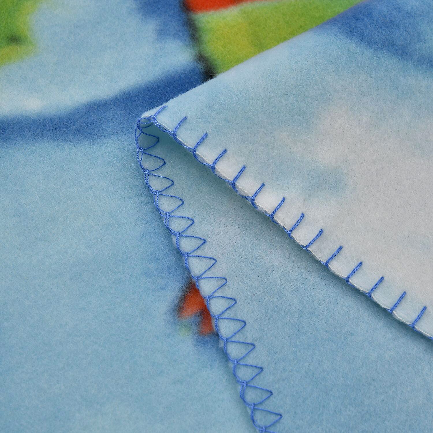 Snow Man with Lantern Pattern Christmas Blanket (Size 170x130 Cm) - Blue, Yellow and Brown