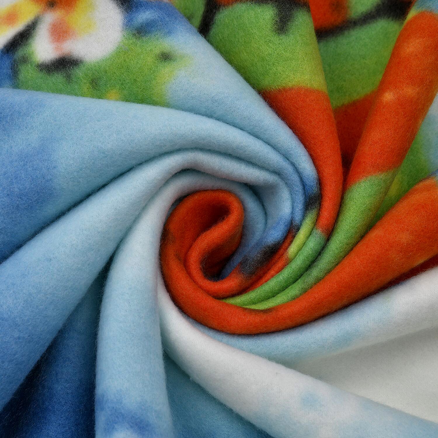 Snow Man with Lantern Pattern Christmas Blanket (Size 170x130 Cm) - Blue, Yellow and Brown