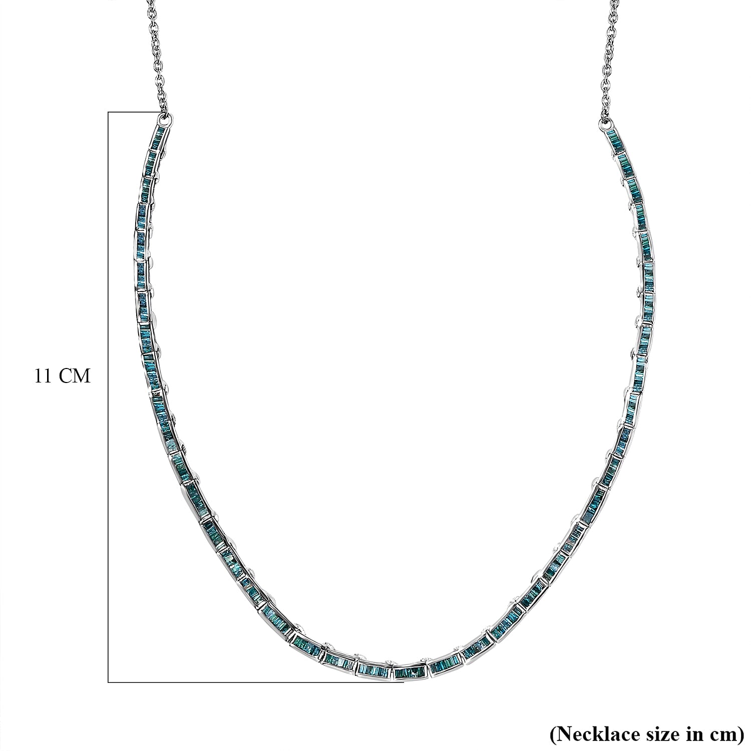 Blue Diamond Cluster Necklace (Size - 18 with 2 Inch Ext.) in Platinum Overlay Sterling Silver 3.00 Ct, Silver Wt. 10.74 Gms