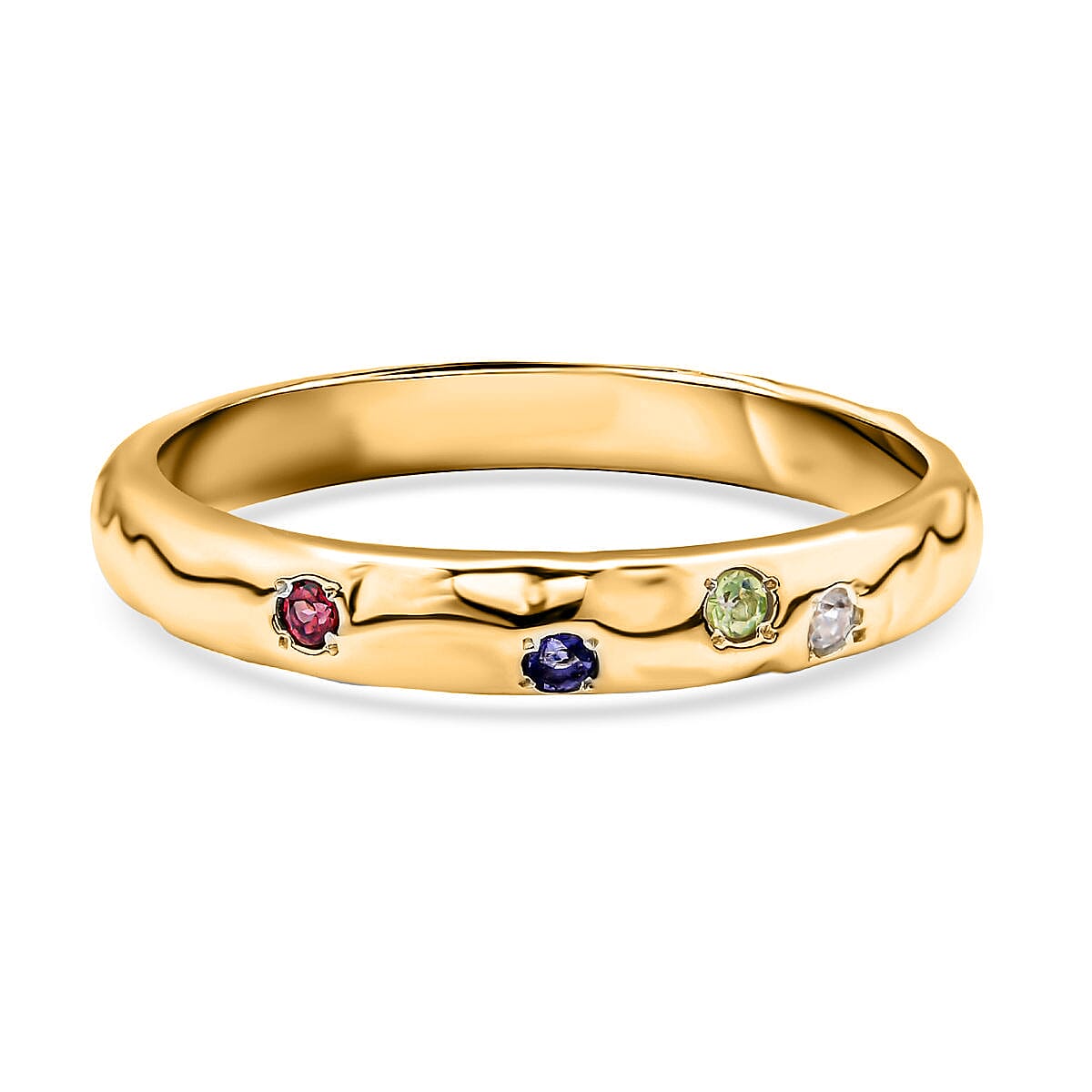 RACHEL GALLEY Hebei Peridot, Natural Cambodian Zircon and Multigemstones Ring in 18K Vermeil Yellow Gold Plated Sterling Silver