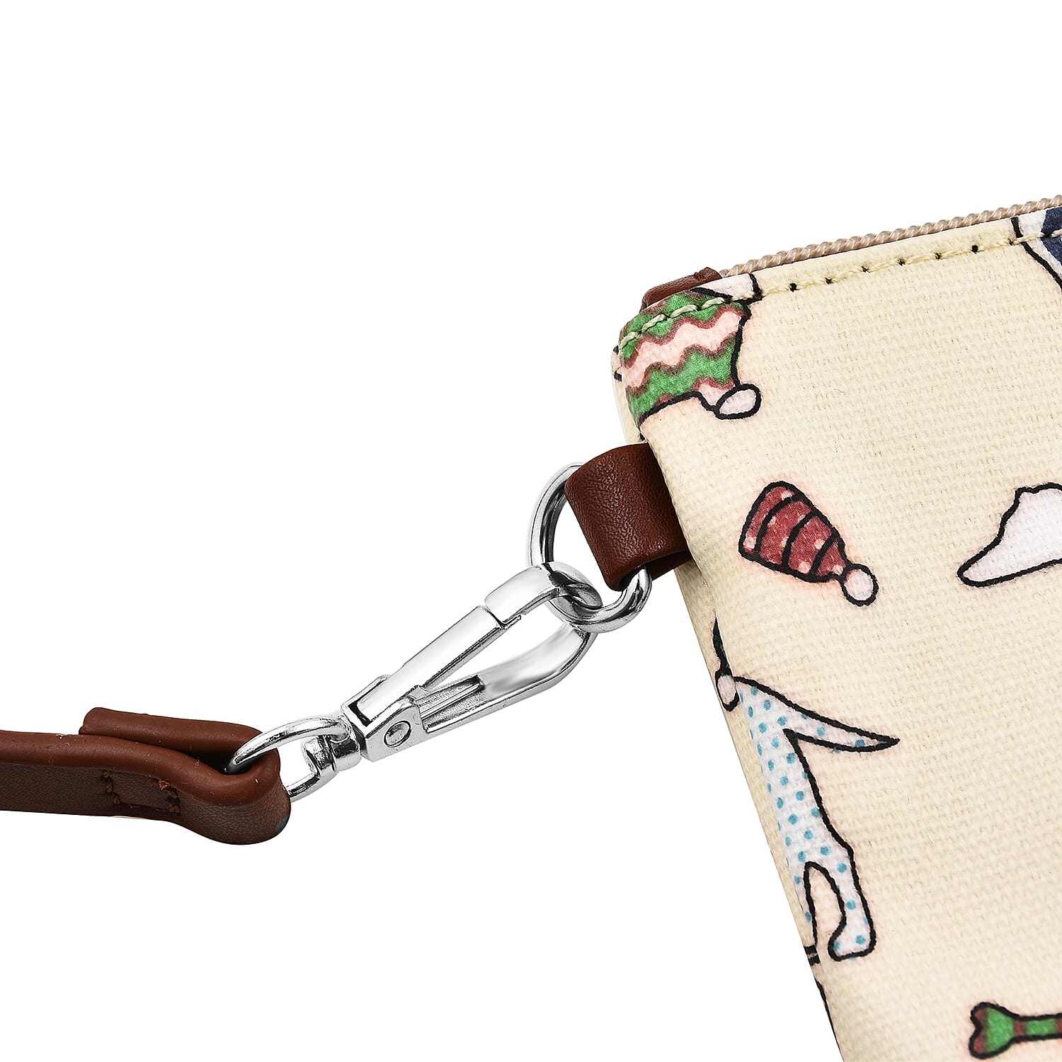 100% Cotton Canvas Dog & Bone Pattern Mini Crossbody Bag (Size 24x17x4 Cm) - Beige