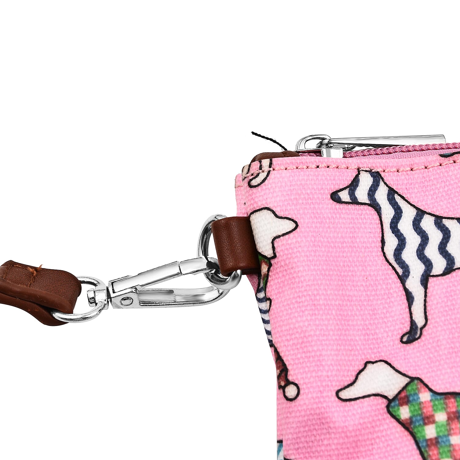 100% Cotton Canvas Dog & Bone Pattern Mini Crossbody Bag (Size 24x17x4 Cm) - Light Pink