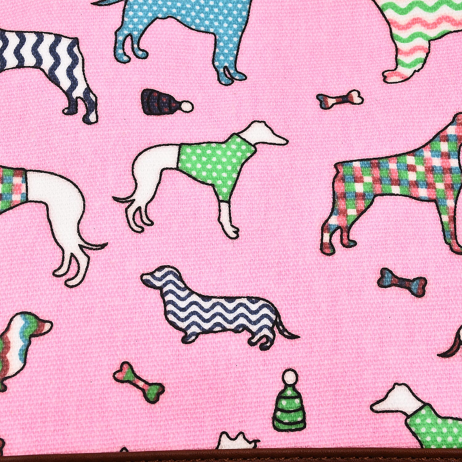 100% Cotton Canvas Dog & Bone Pattern Mini Crossbody Bag (Size 24x17x4 Cm) - Light Pink