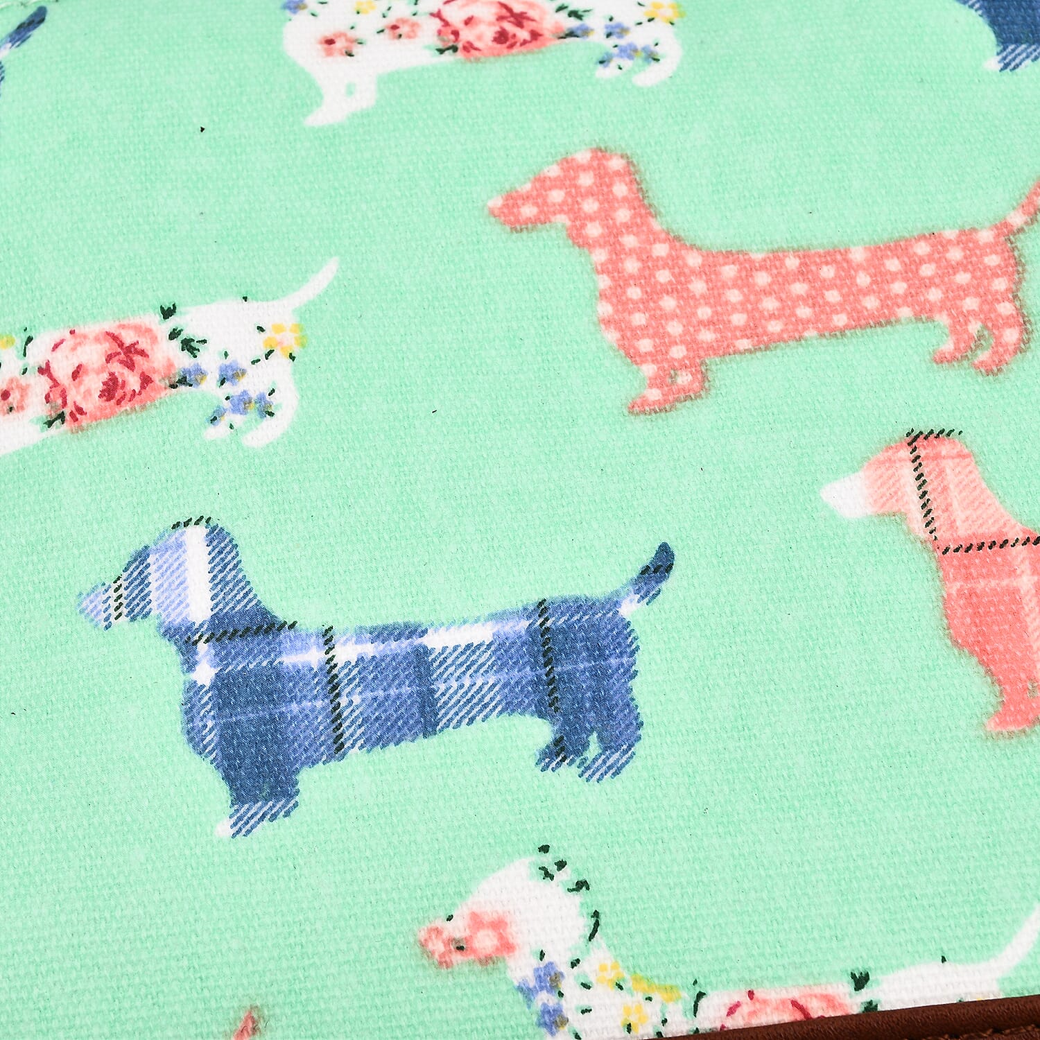 100% Cotton Canvas Dog Pattern Mini Crossbody Bag (Size 24x17x4 Cm) - Green