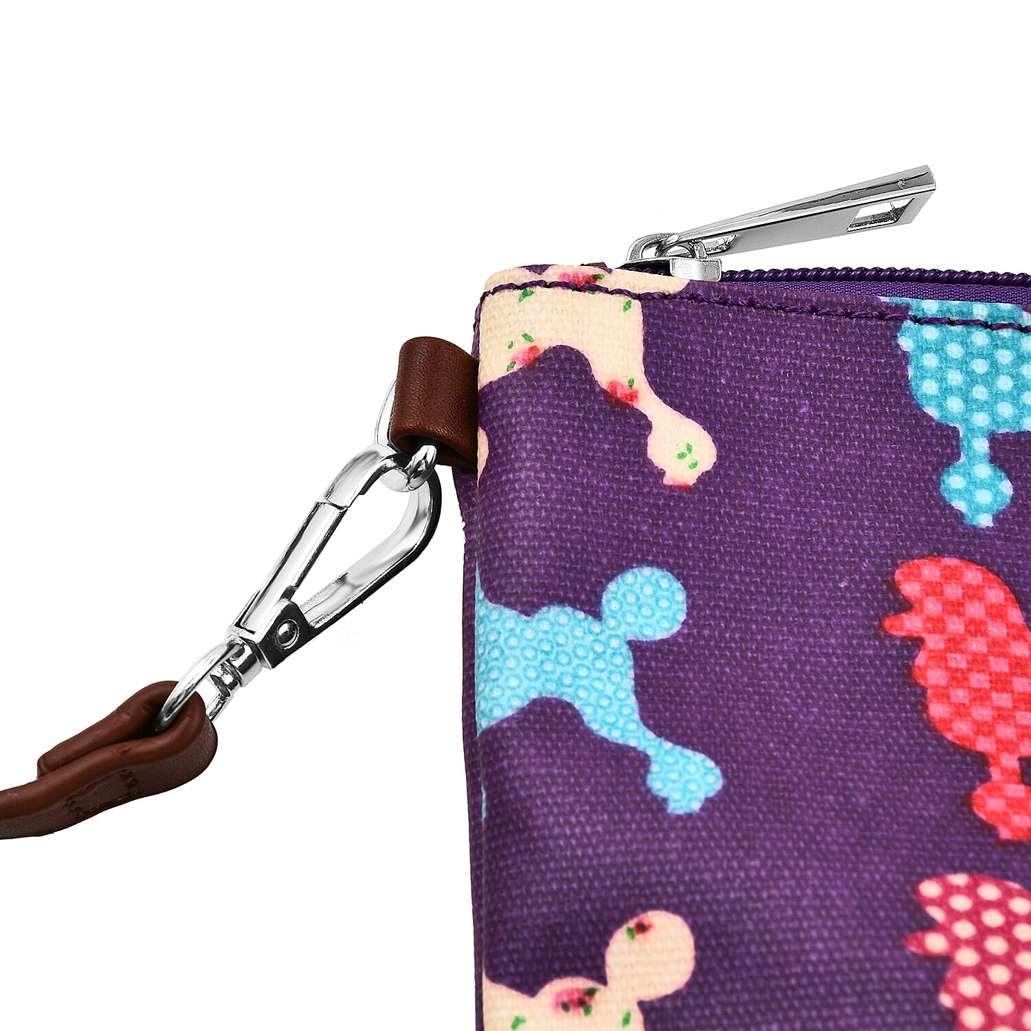 100% Cotton Canvas Dog Pattern Mini Crossbody Bag (Size 24x17x4 Cm) - Purple