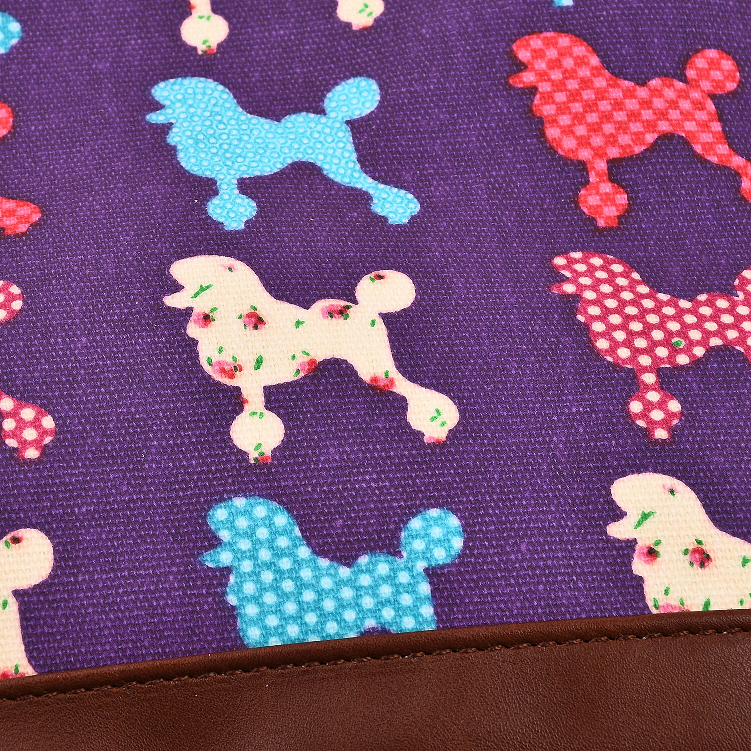 100% Cotton Canvas Dog Pattern Mini Crossbody Bag (Size 24x17x4 Cm) - Purple