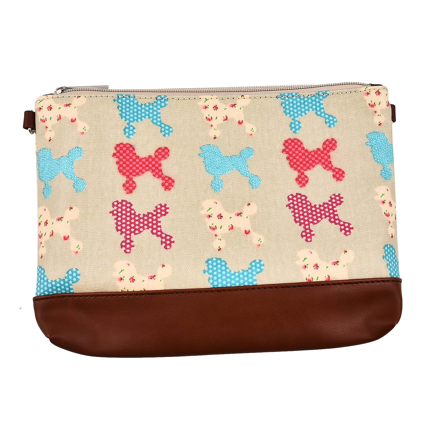 100% Cotton Canvas Dog Pattern Mini Crossbody Bag (Size 24x17x4 Cm) - Beige