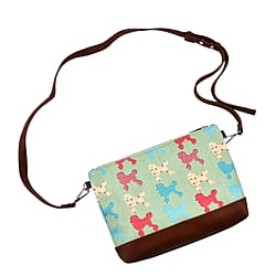 100% Cotton Canvas Dog Pattern Mini Crossbody Bag (Size 24x17x4 Cm) - Green