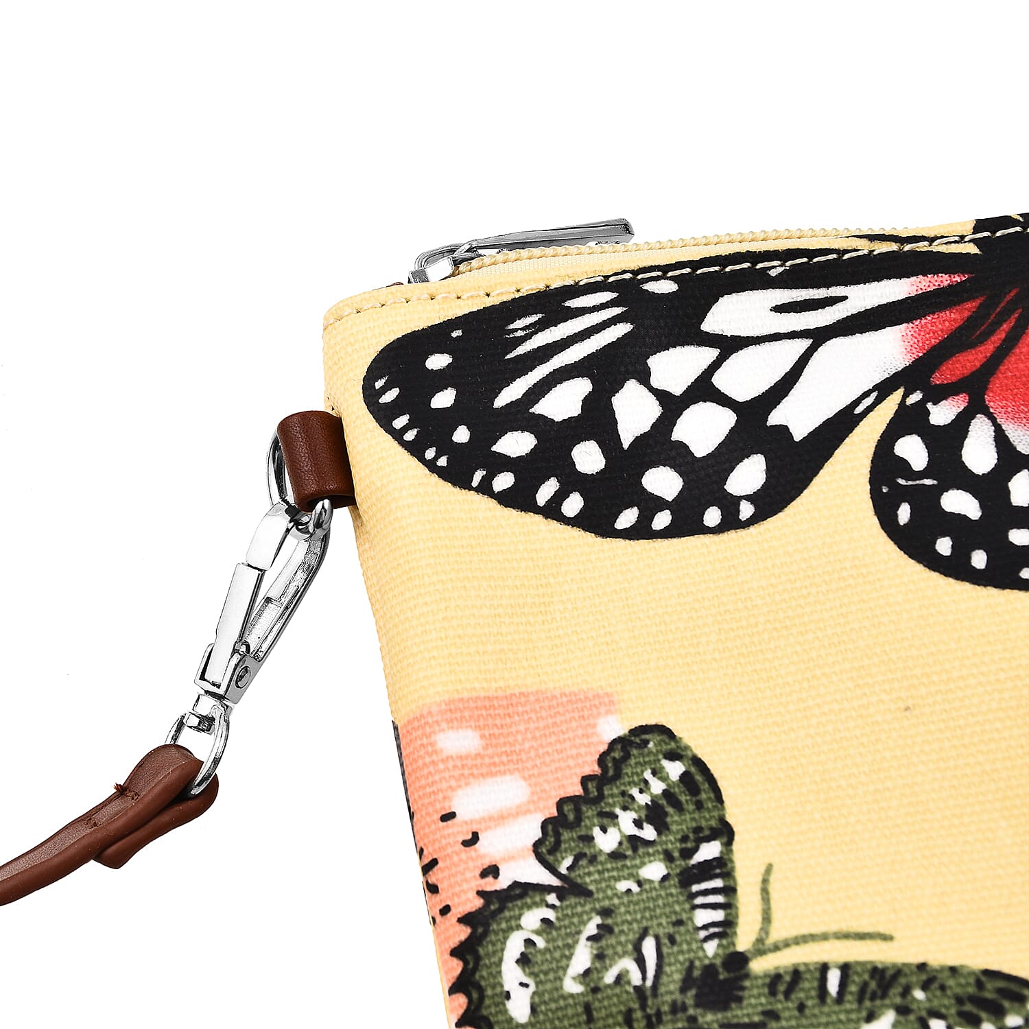 100% Cotton Canvas Butterfly Pattern Mini Crossbody Bag (Size 24x17x4 Cm) - Yellow