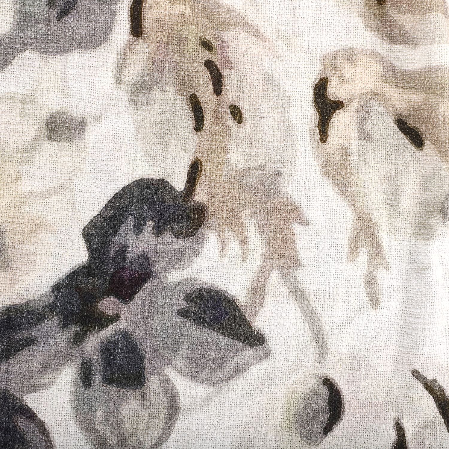 100% Cotton Slub Digital Printed Throw Blanket with Frill (Size 180x130 Cm) - Ivory & Black