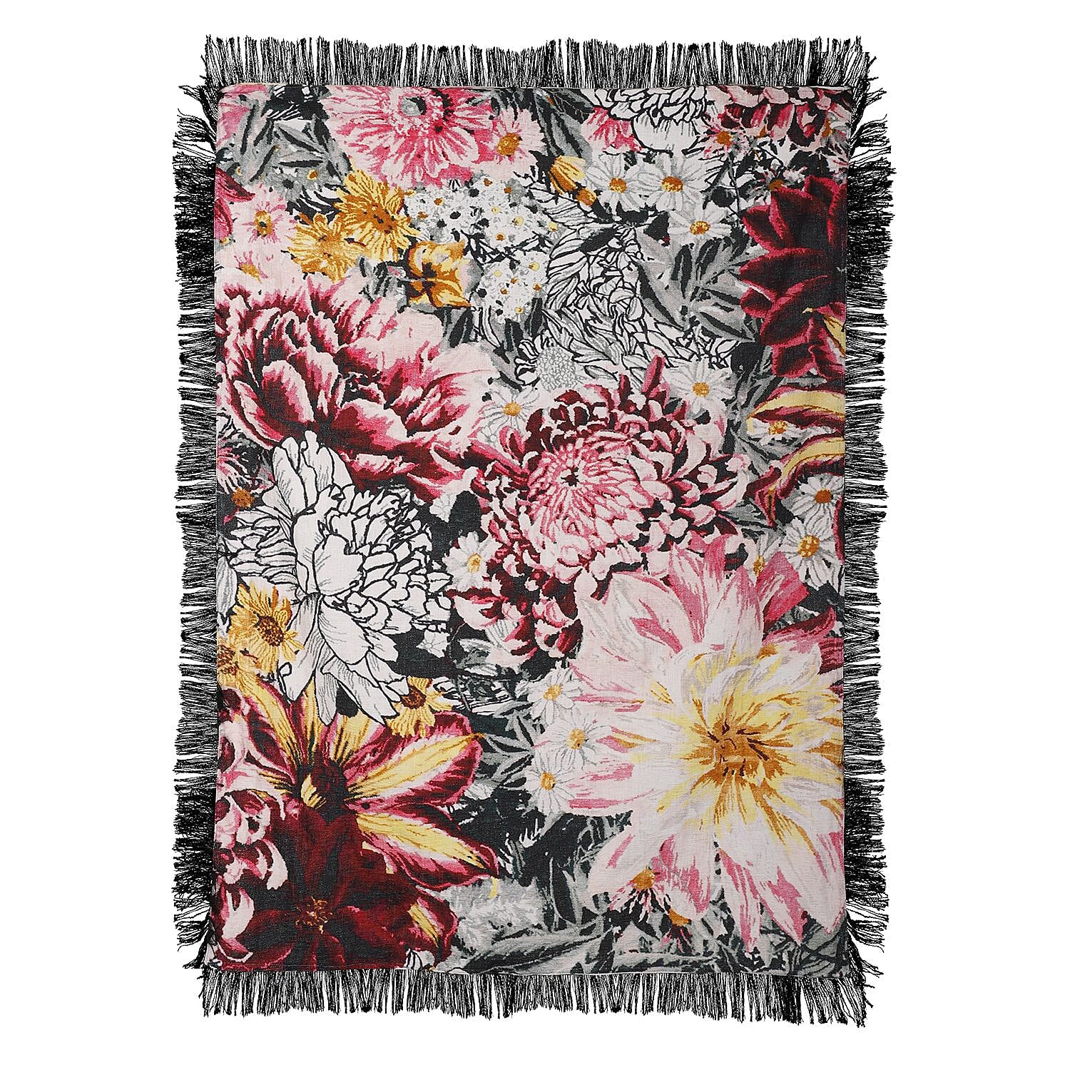 Luxurious 100% Cotton Slub Throw Blanket with Frill (Size 180x130 Cm) - Multi