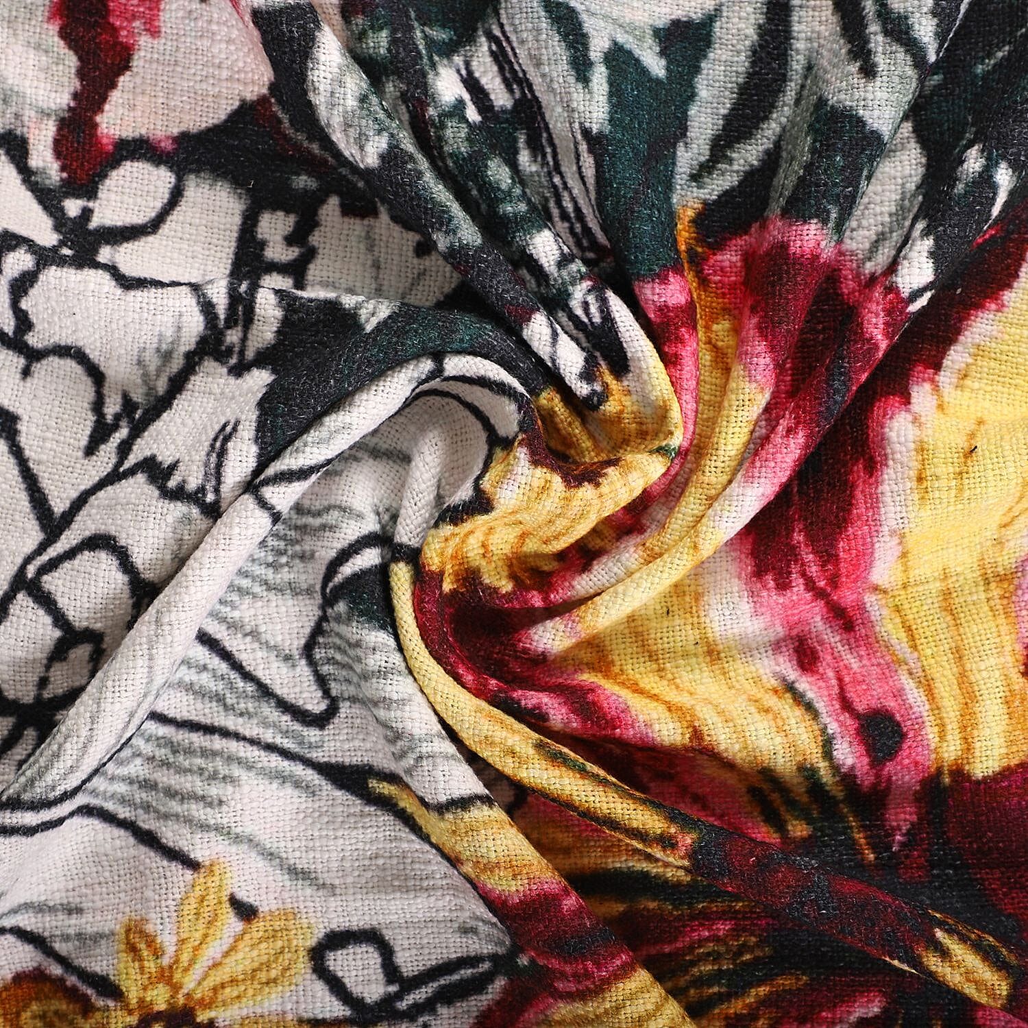 Luxurious 100% Cotton Slub Throw Blanket with Frill (Size 180x130 Cm) - Multi