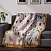 Cotton Slub Digital Printed Throw Blanket with Frill - Ivory & Black