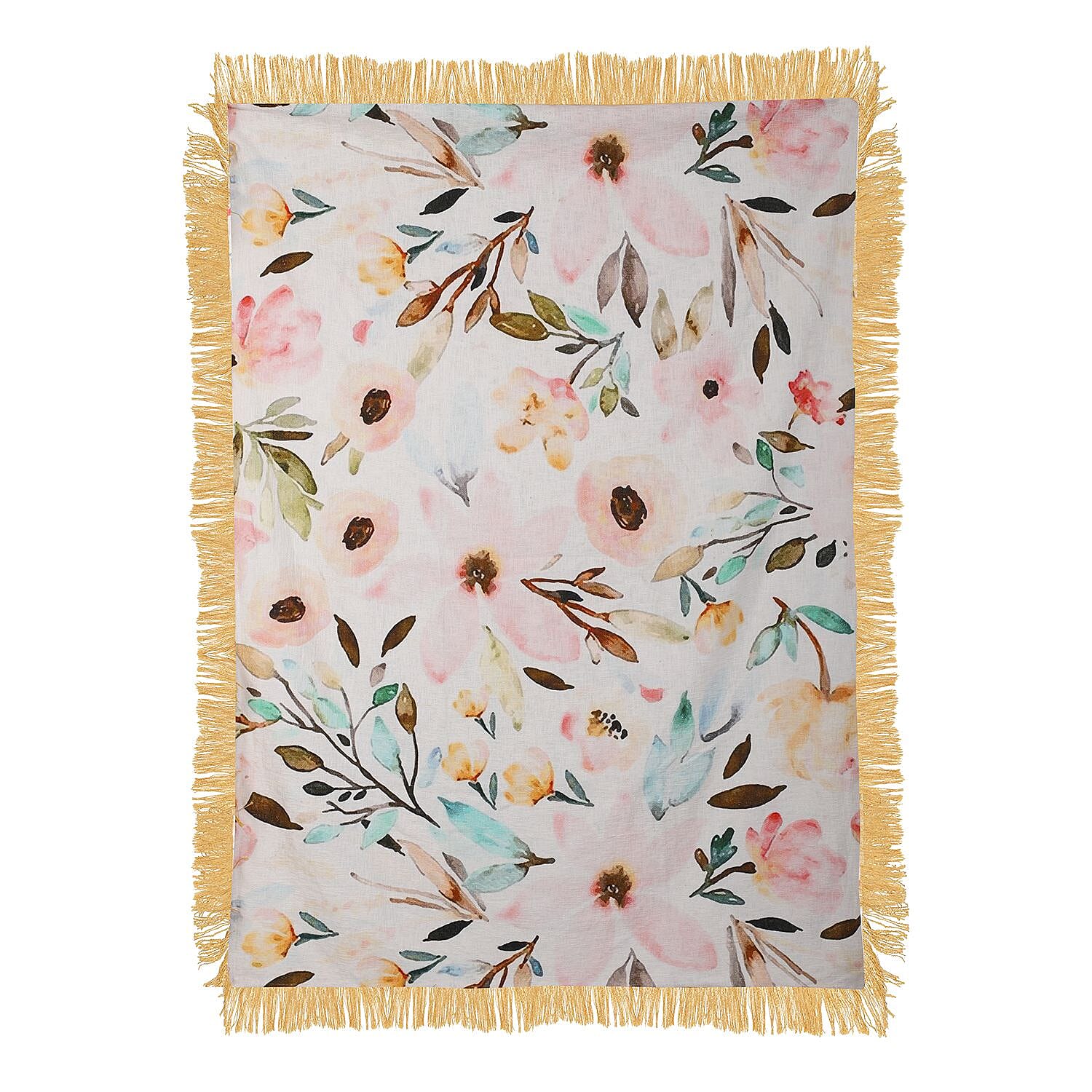 Luxurious 100% Cotton Slub Throw Blanket with Frill (Size 180x130 Cm) - White