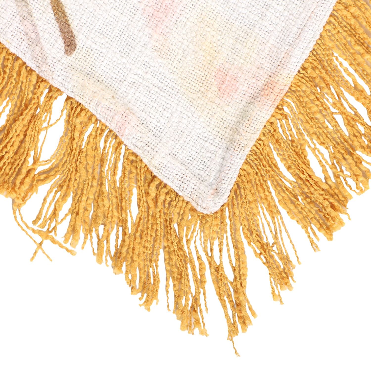 Luxurious 100% Cotton Slub Throw Blanket with Frill (Size 180x130 Cm) - White