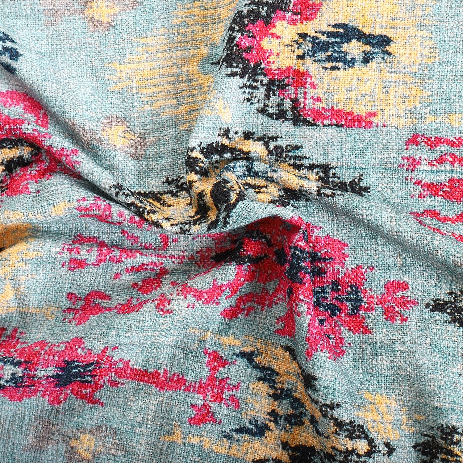 Cotton Slub Digital Printed Throw Blanket with Tassels (Size 180x130 cm) - Grey