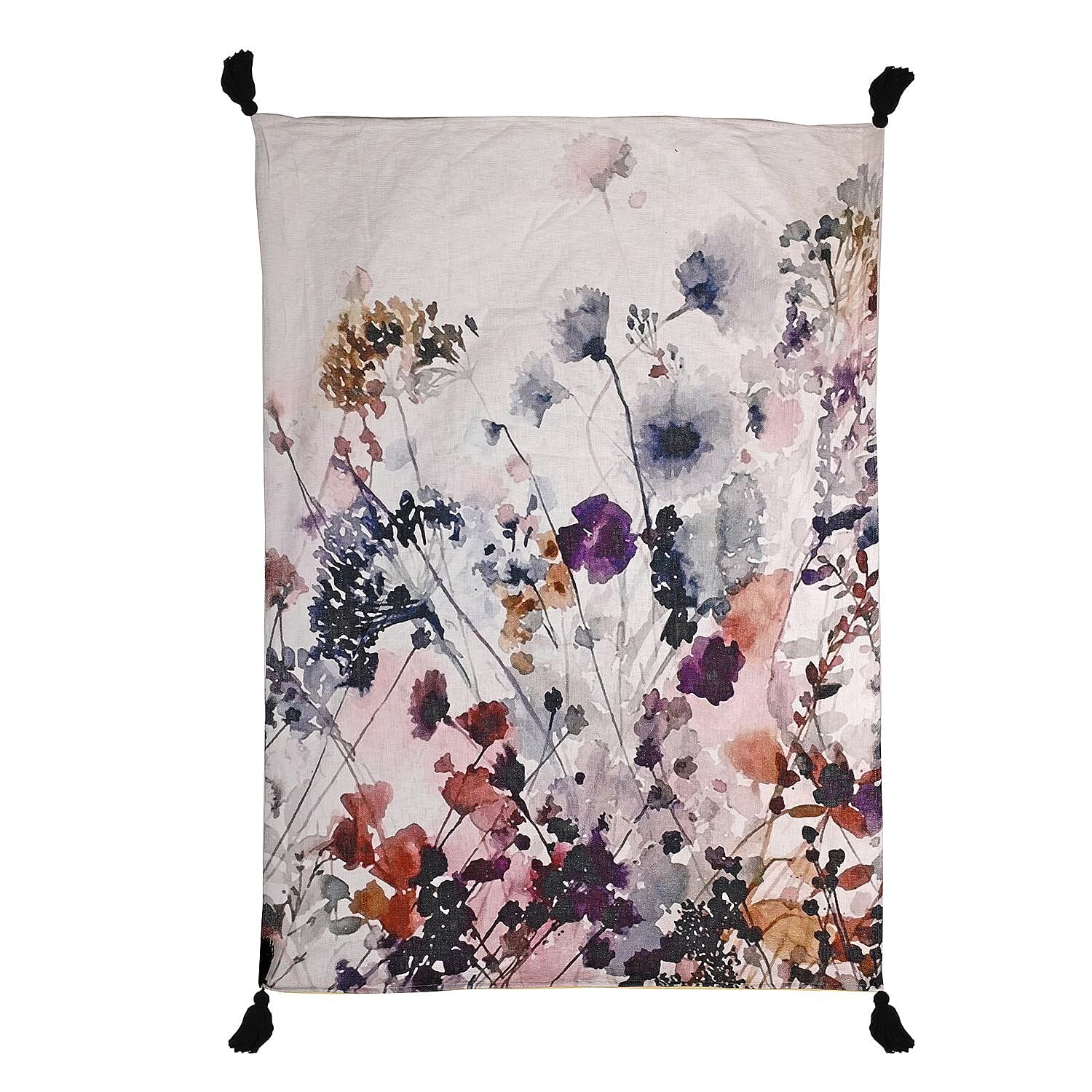 Luxurious 100% Cotton Slub Throw Blanket with Frill (Size 180x130 Cm) - Purple