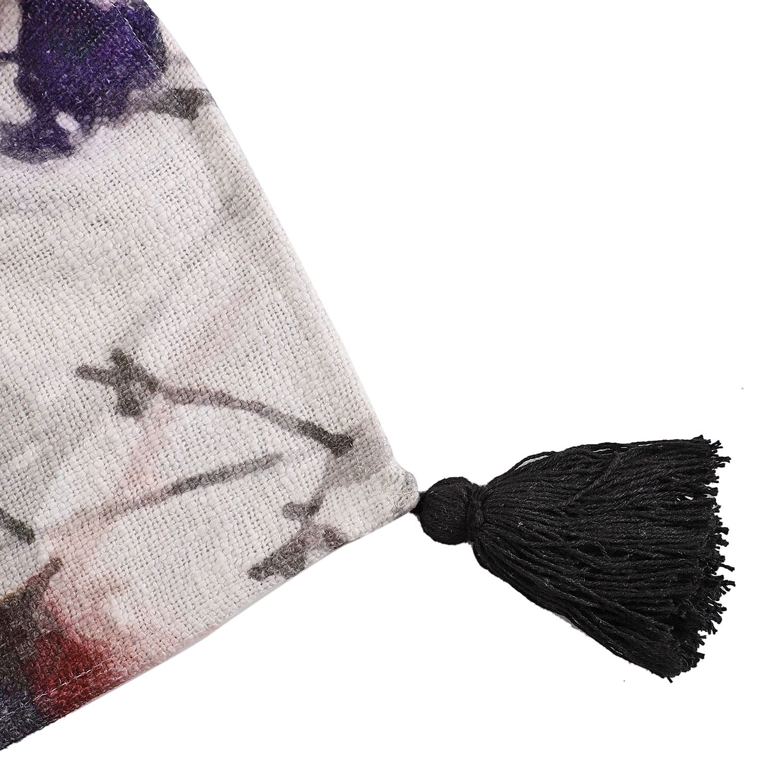 Luxurious 100% Cotton Slub Throw Blanket with Frill (Size 180x130 Cm) - Purple