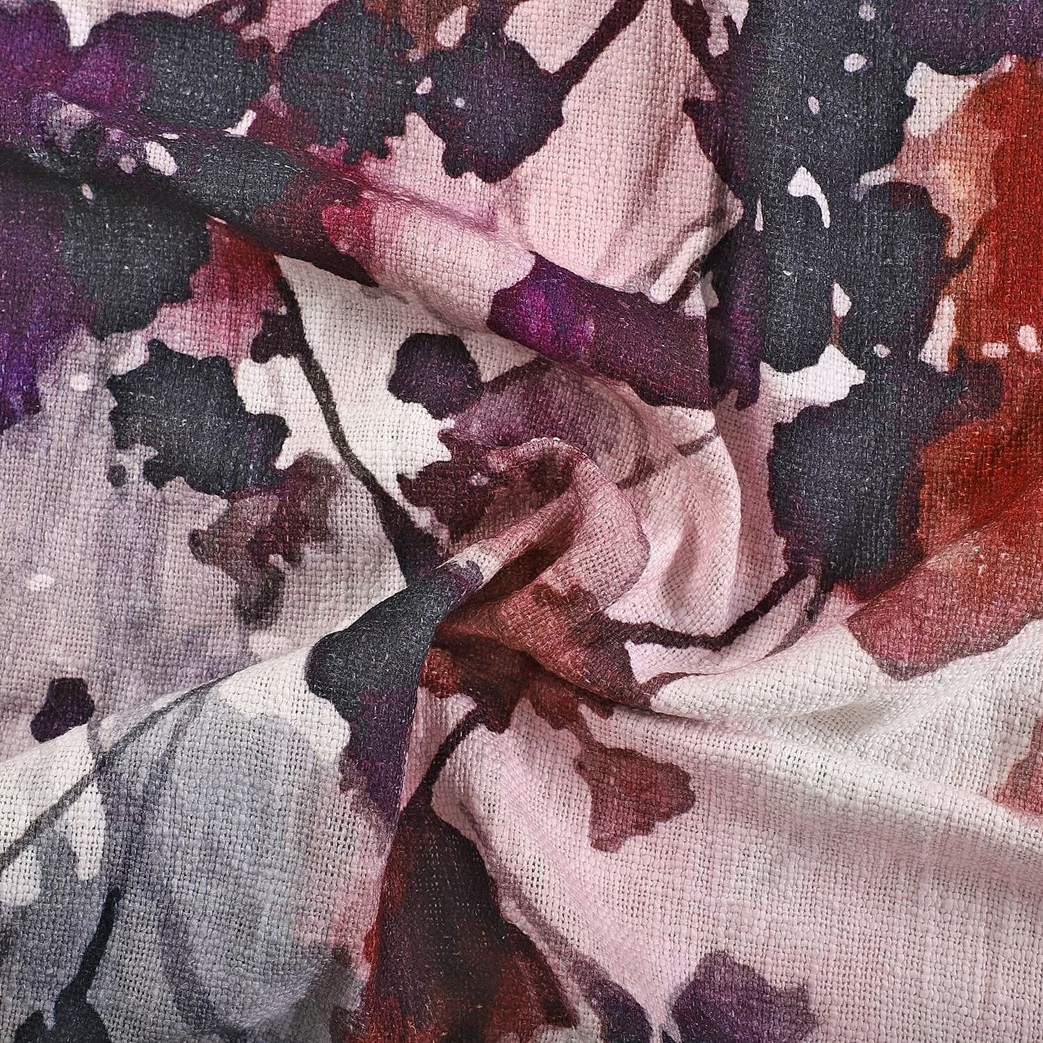 Luxurious 100% Cotton Slub Throw Blanket with Frill (Size 180x130 Cm) - Purple