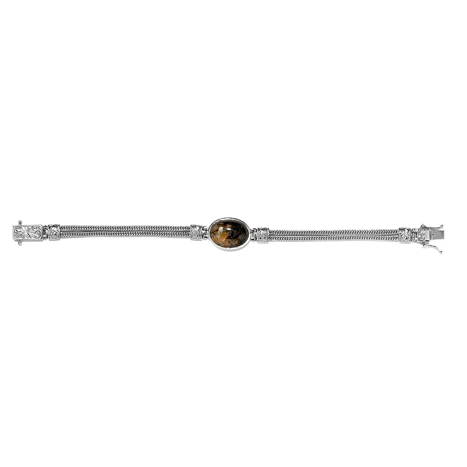 Royal Bali Collection - Willemite Bracelet (Size - 7.5) in Platinum Overlay Sterling Silver 17.63 Ct, Silver Wt. 14.70 Gms.