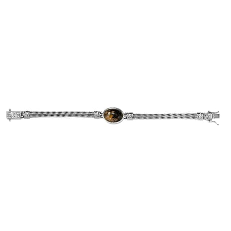 Royal Bali Collection- Willemite Fancy Bracelet (Size - 7.5) in Platinum Overlay Sterling Silver 17.63 ct