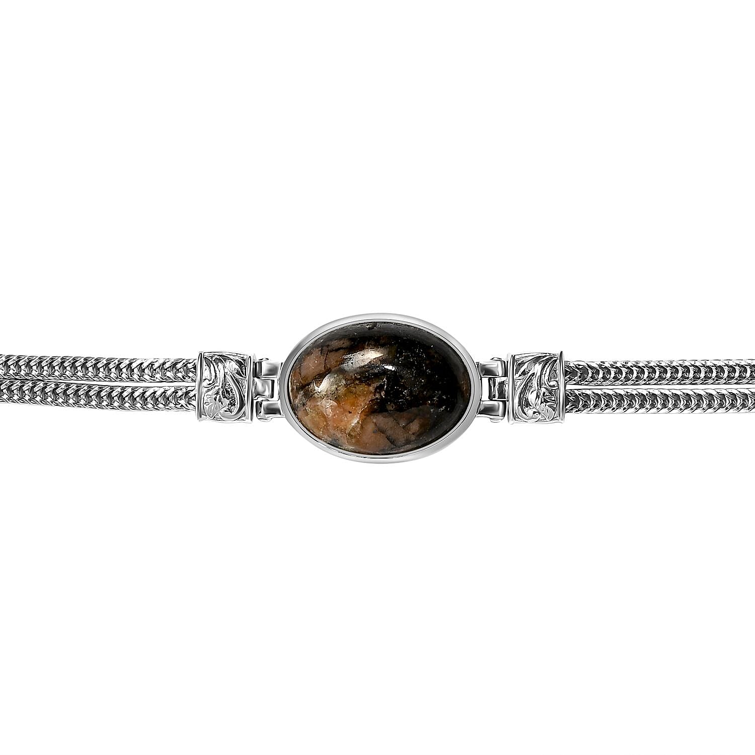 Royal Bali Collection - Willemite Bracelet (Size - 7.5) in Platinum Overlay Sterling Silver 17.63 Ct, Silver Wt. 14.70 Gms.