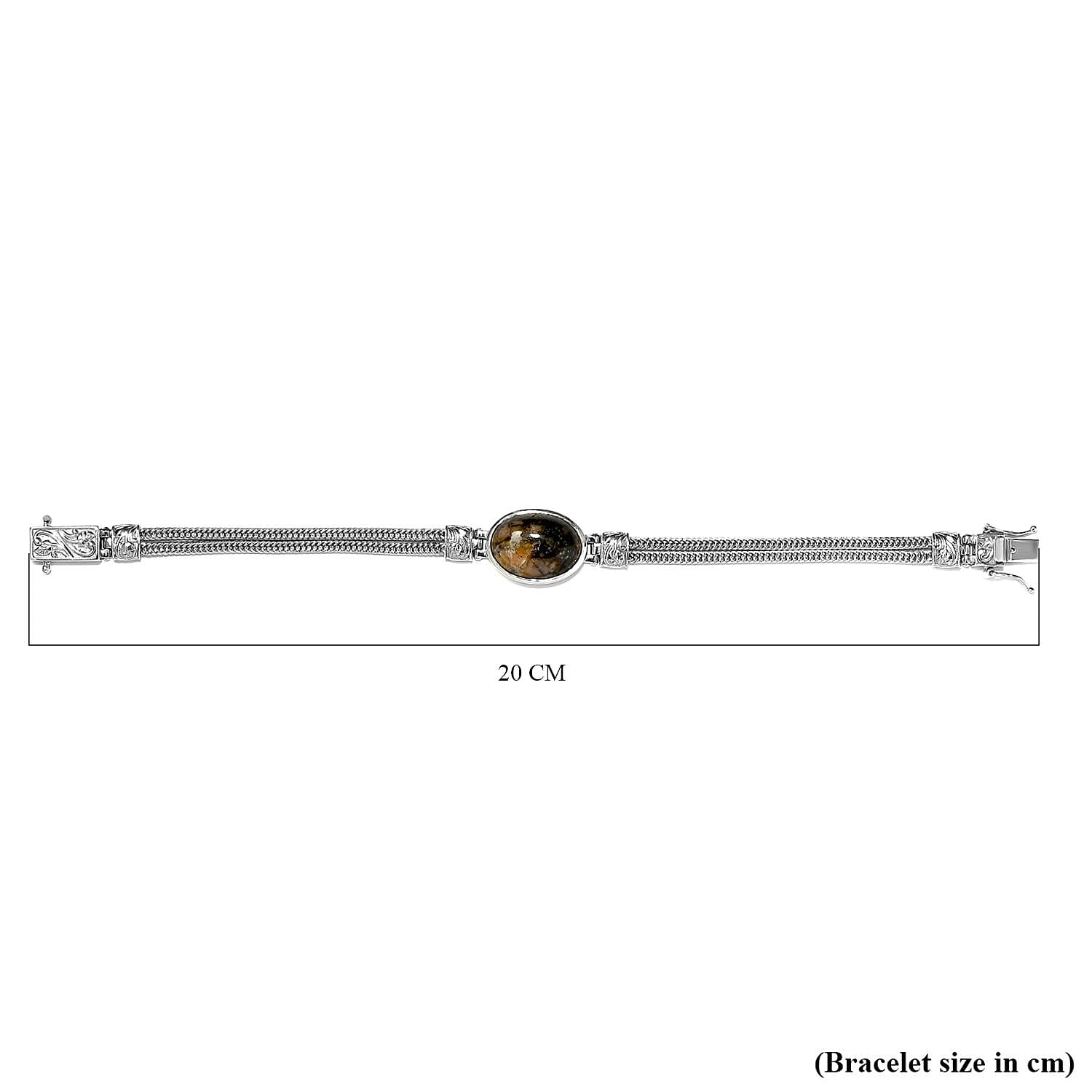 Royal Bali Collection - Willemite Bracelet (Size - 7.5) in Platinum Overlay Sterling Silver 17.63 Ct, Silver Wt. 14.70 Gms.