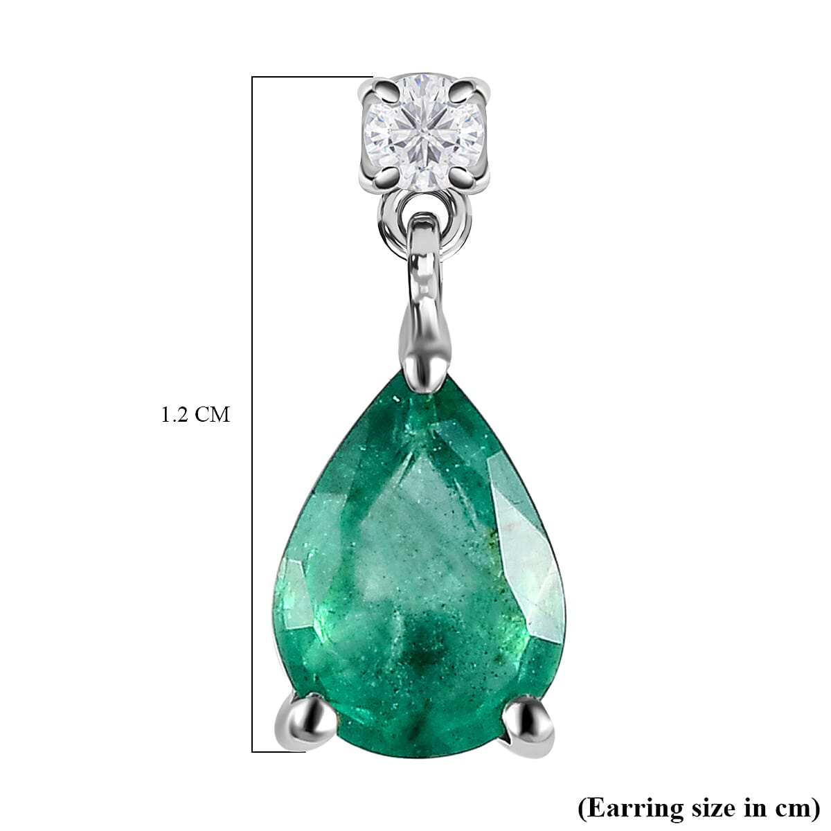 9K White Gold AA Zambian Emerald and Diamond Dangling Earrings(With Push Back) 1.226 CT