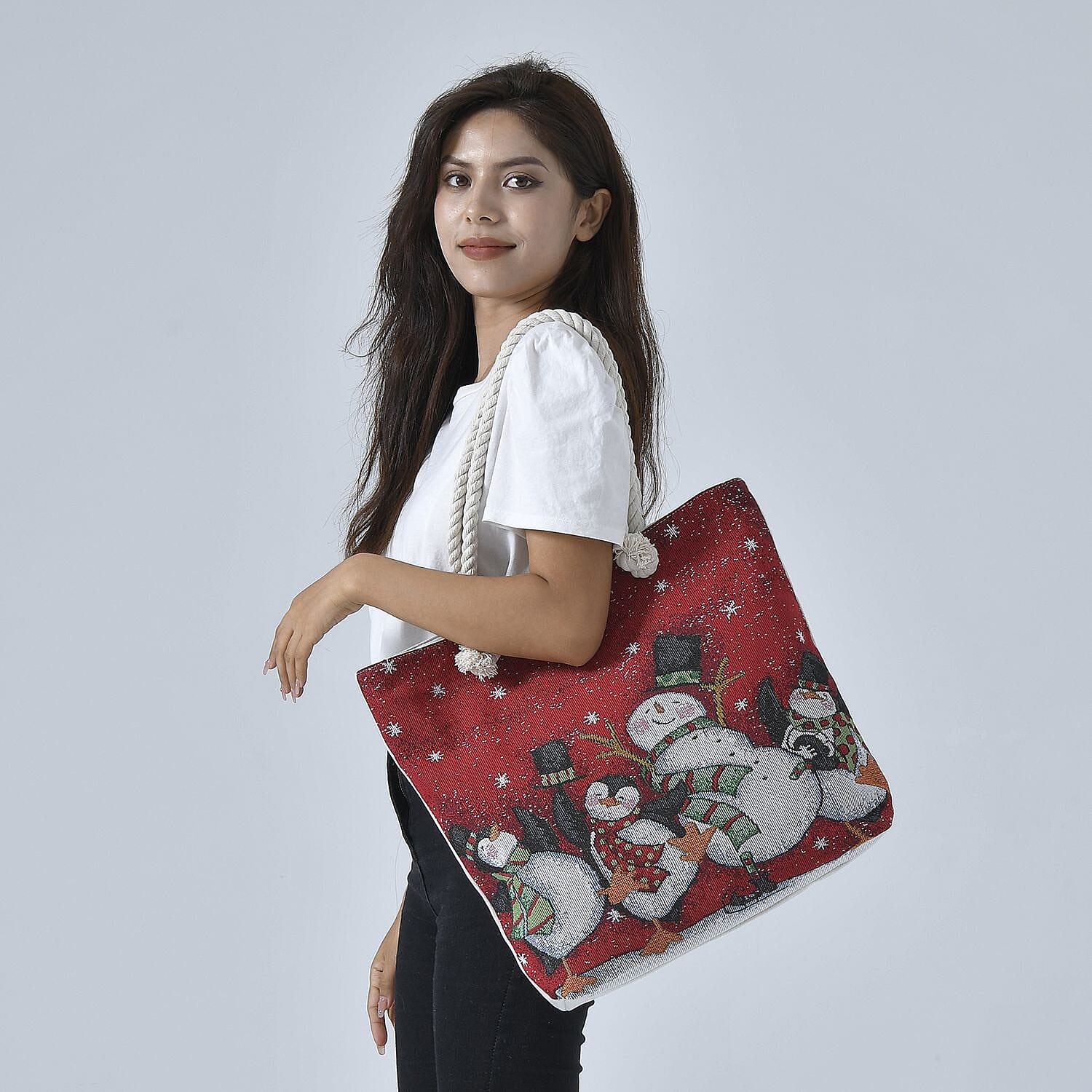 Snowman Tote Bag - Red 