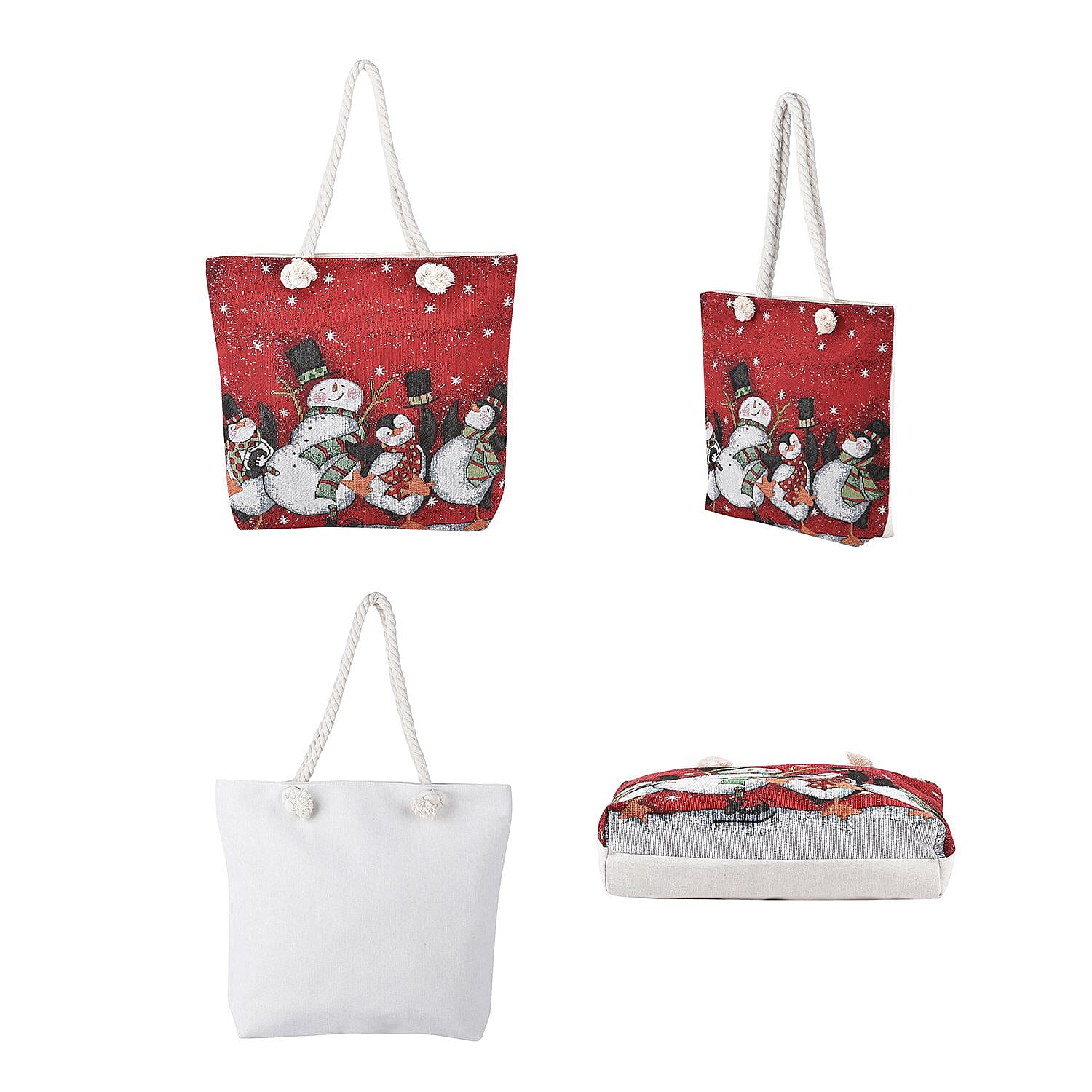 Snowman Tote Bag - Red 