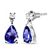 9K White Gold AA Tanzanite ,White Diamond Dangling Earring (With Push Back)
