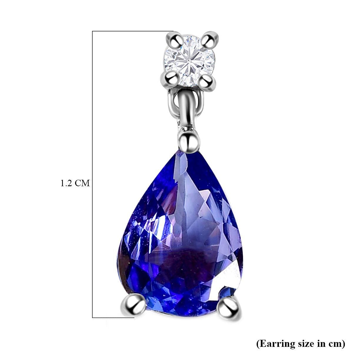 9K White Gold Tanzanite and Diamond (GH) Dangle Earrings 1.29 Ct