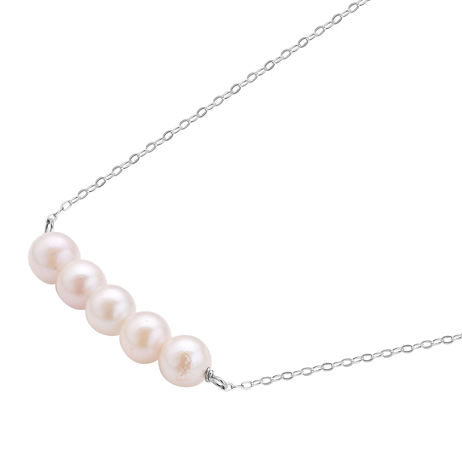 Japanese Akoya Pearl Necklace (Size - 18) in Rhodium Overlay Sterling Silver