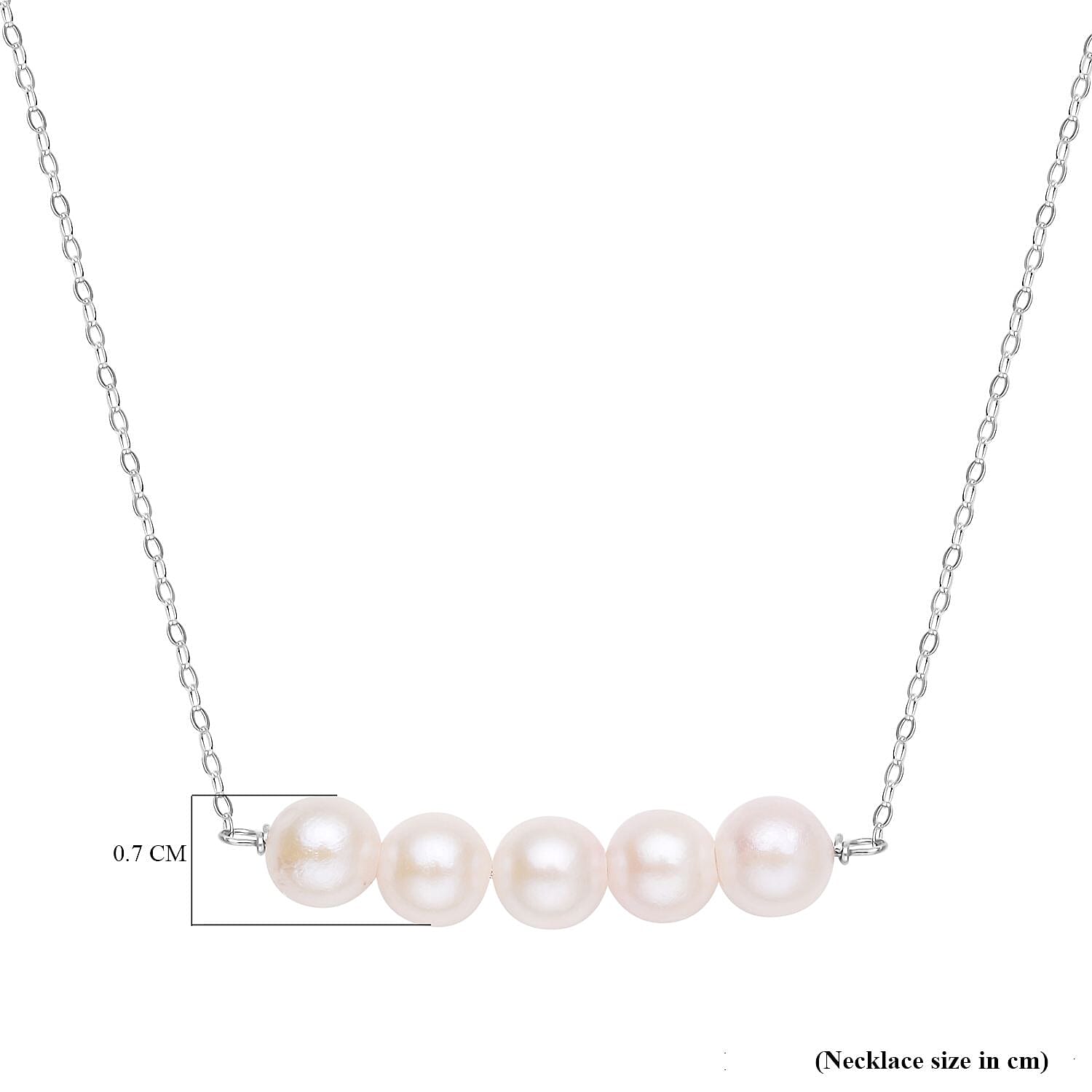 Japanese Akoya Pearl Necklace (Size - 18) in Rhodium Overlay Sterling Silver