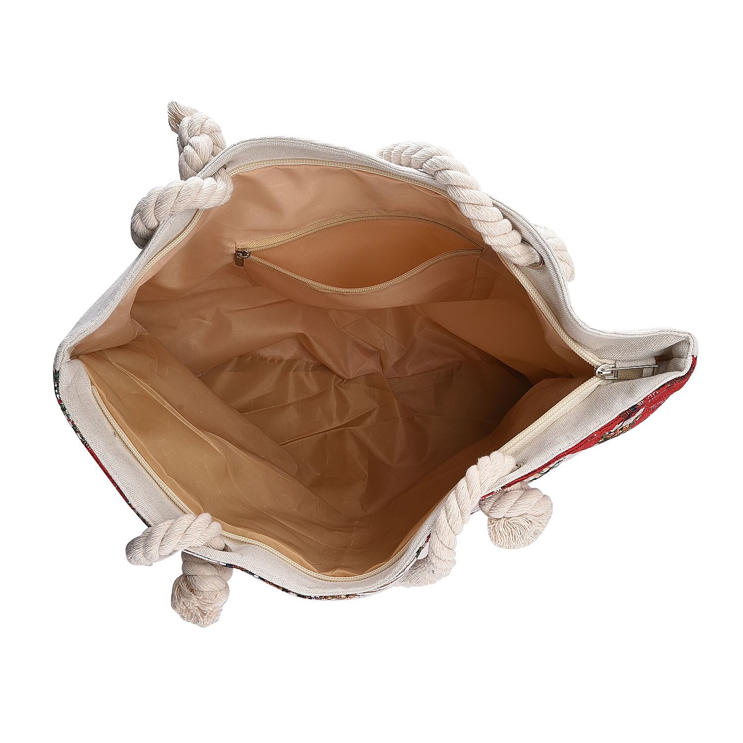 Floral Pattern Tote Bag (Size 45x36x30x9 Cm) - White