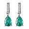 9K White Gold  AAA   Zambian Emerald ,  White Diamond  I3 Solitaire Stud Push Post Earring 1.21 ct,  Gold Wt. 1.02 Gms