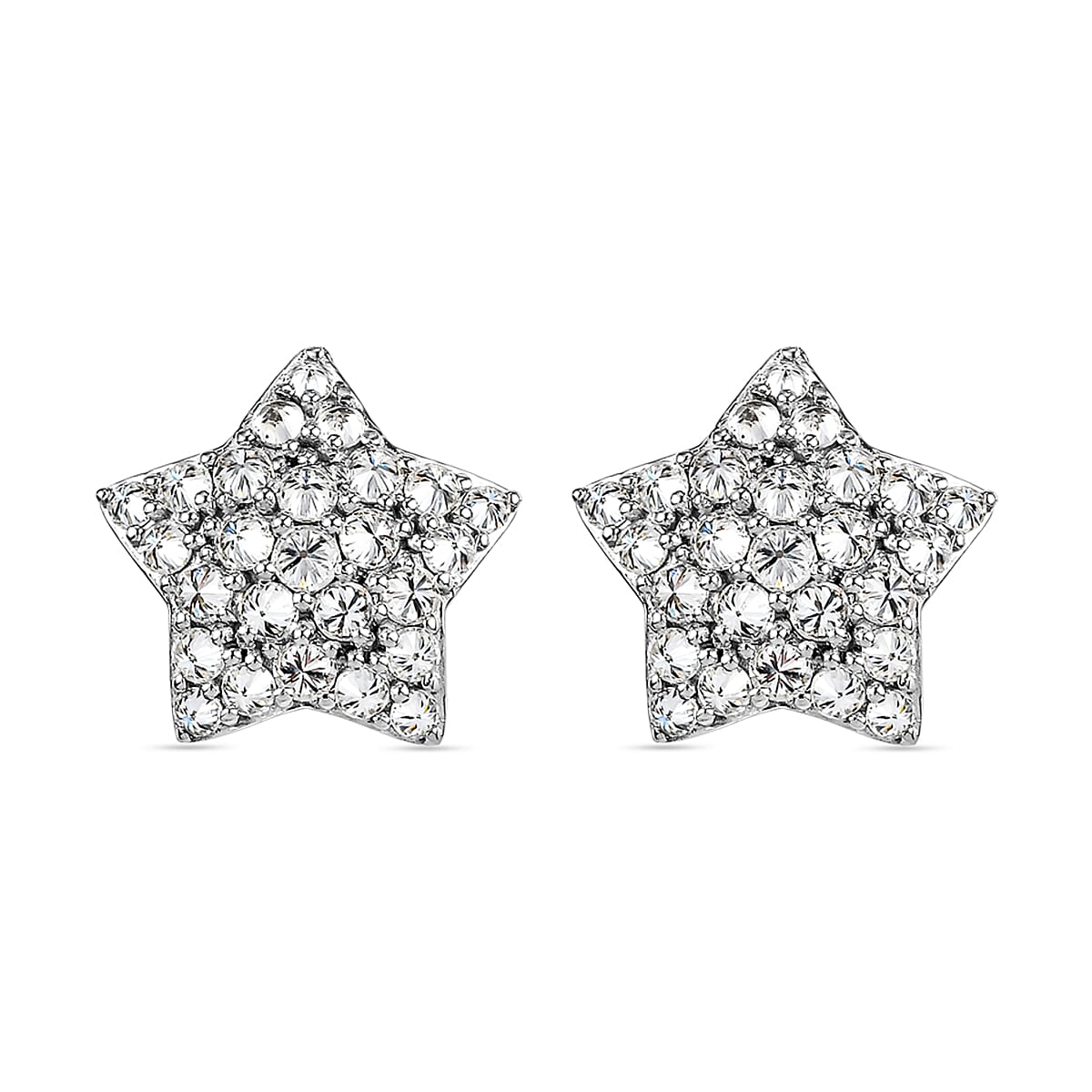 GP Celestial Dream Collection - Moissanite Star Stud Earrings (With Push Back) in Platinum Overlay Sterling Silver 1.00 Ct.
