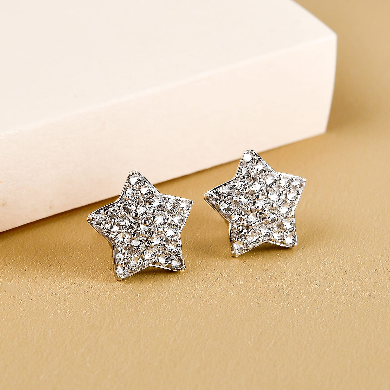 GP Celestial Dream Collection - Moissanite Star Stud Earrings (With Push Back) in Platinum Overlay Sterling Silver 1.00 Ct.