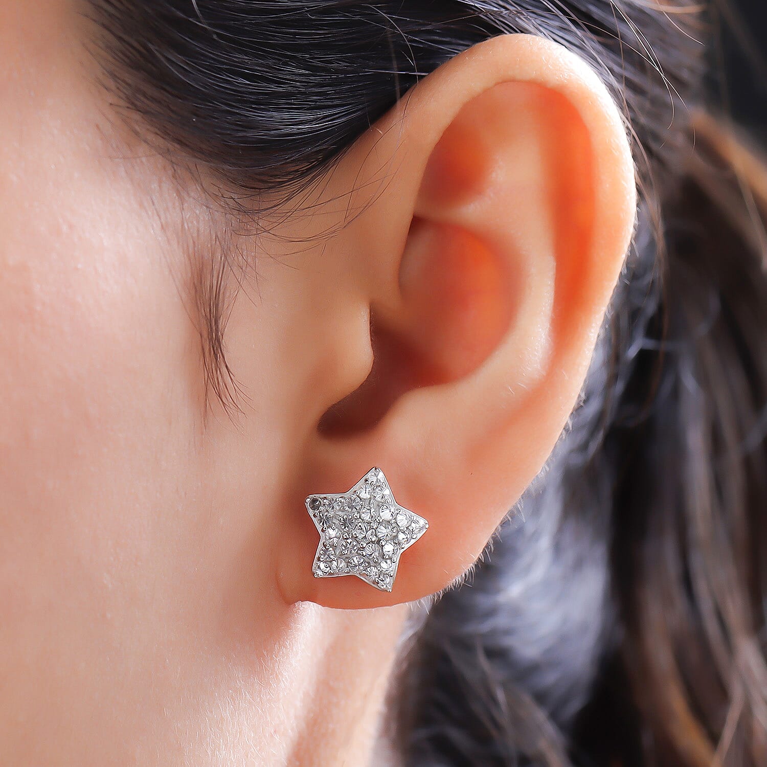 GP Celestial Dream Collection - Moissanite Star Stud Earrings (With Push Back) in Platinum Overlay Sterling Silver 1.00 Ct.