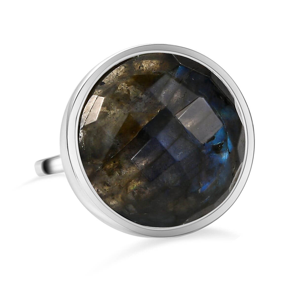 GP Art Deco Collection - Labradorite Ring in Platinum Overlay Sterling Silver 21.54 Ct.