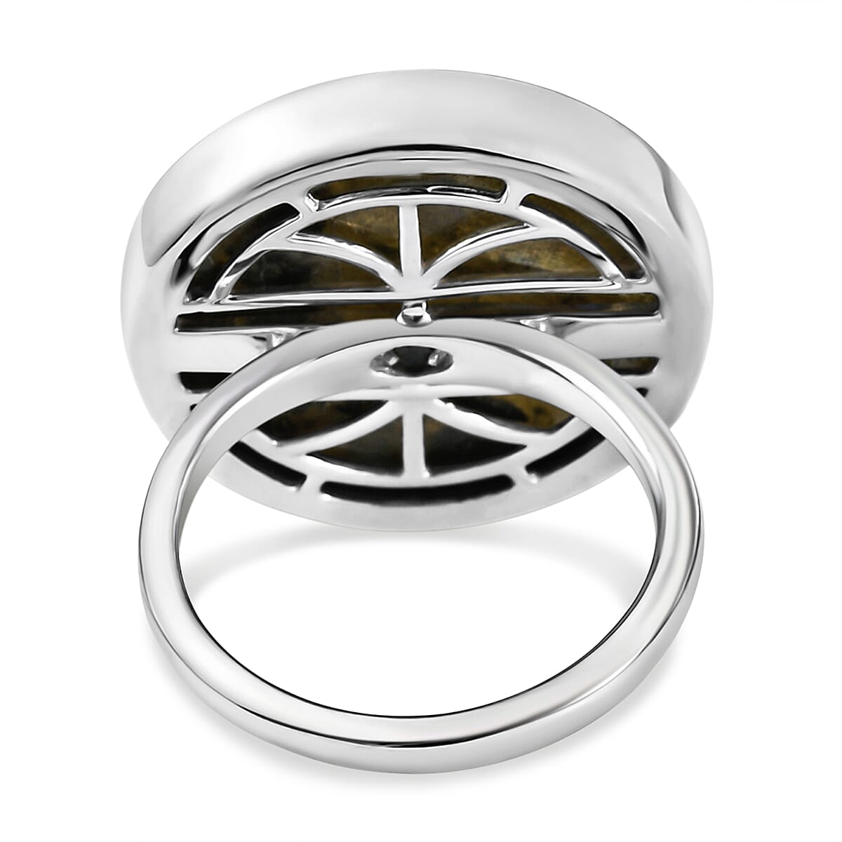 GP Art Deco Collection - Labradorite Ring in Platinum Overlay Sterling Silver 21.54 Ct.