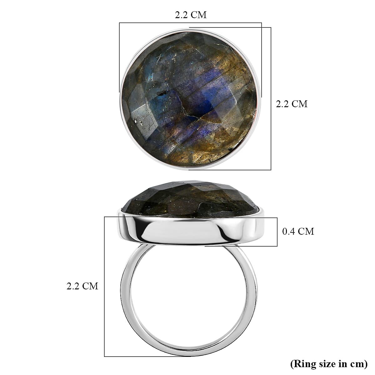 GP Art Deco Collection - Labradorite Ring in Platinum Overlay Sterling Silver 21.54 Ct.