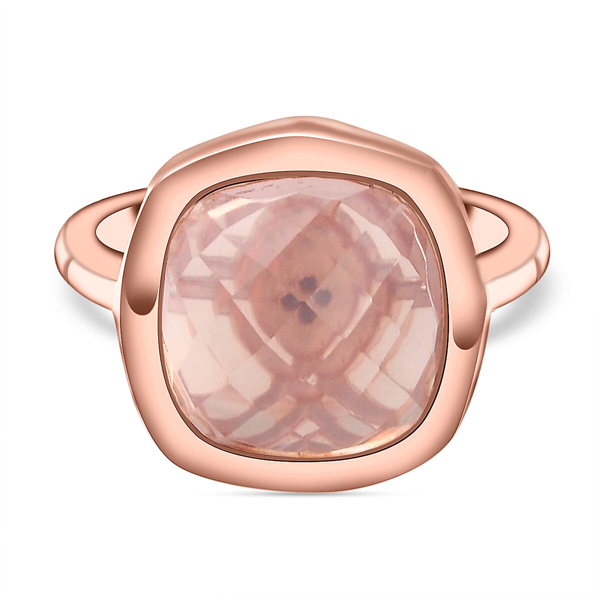 GP Rose Quartz Ring in 18K Rose Gold Vermeil Plated Sterling Silver 6.36 Ct.