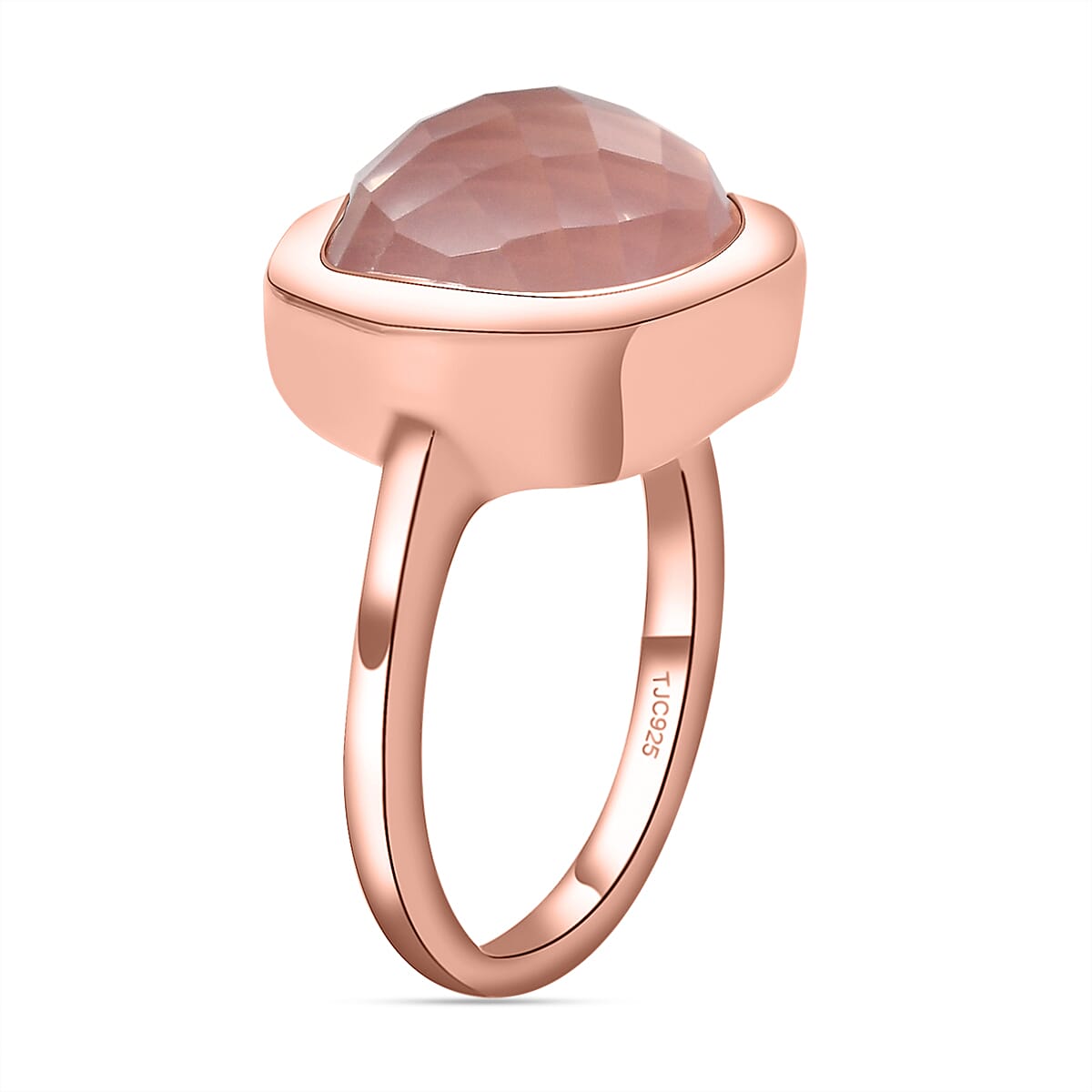 GP Rose Quartz Ring in 18K Rose Gold Vermeil Plated Sterling Silver 6.36 Ct.