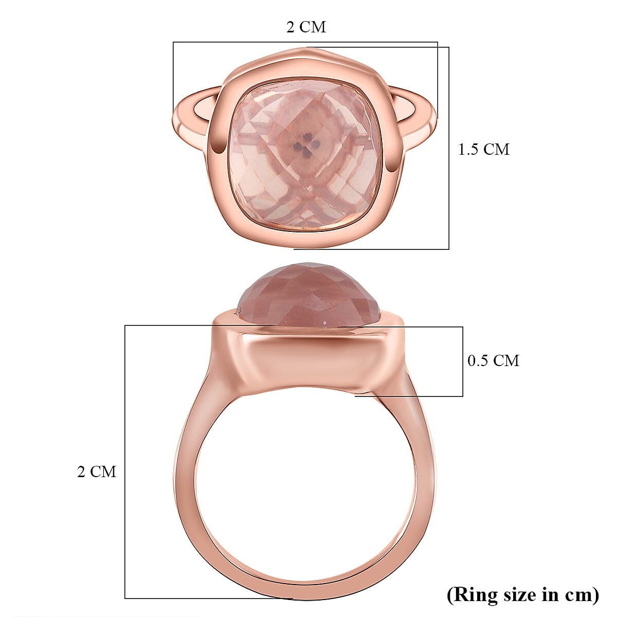 GP Rose Quartz Ring in 18K Rose Gold Vermeil Plated Sterling Silver 6.36 Ct.