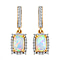 Ethiopian Welo Opal and Natural Cambodian Zircon Dangling Earrings ( With Push Back) in Vermeil Yellow Gold Plated Sterling Silver 1.55 Ct.